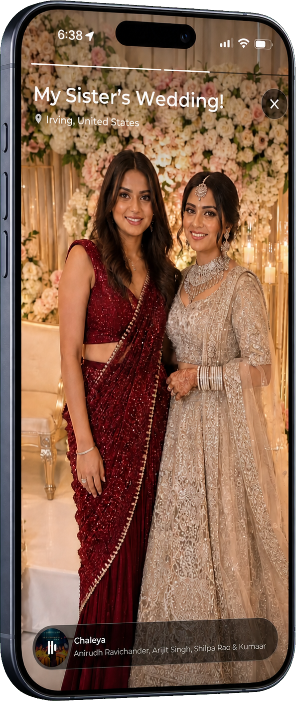 Saath scene screen showing a member sharing a meaningful life moment